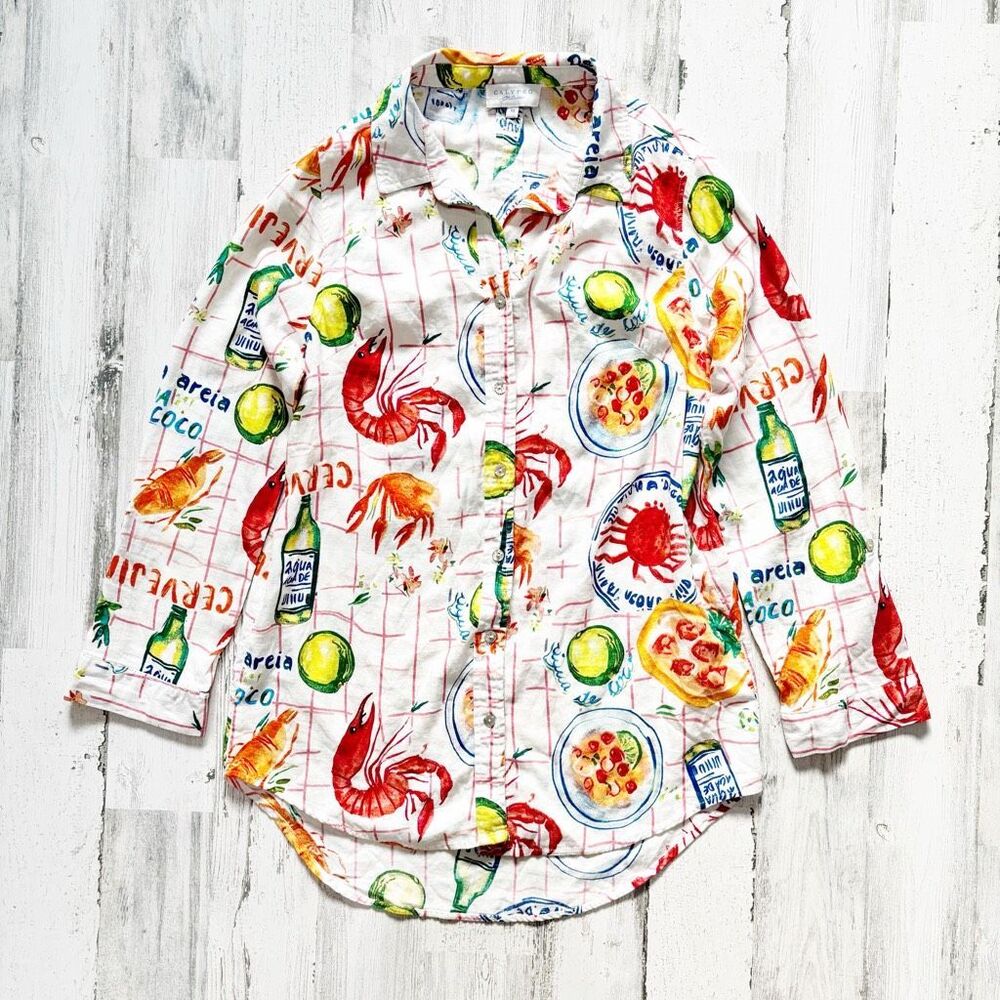 Calypso St Barth Linen Blend Button Up Shirt Size… - image 1